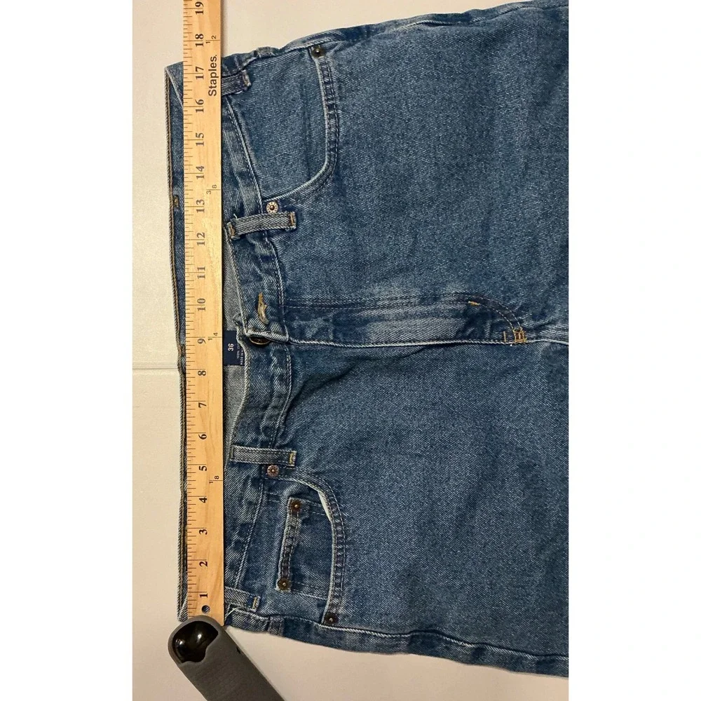 VTG Y2K Baggy Full Blue Mens Denim Jean Shorts Med Wash Relaxed‎ Fit 36 Fits 34